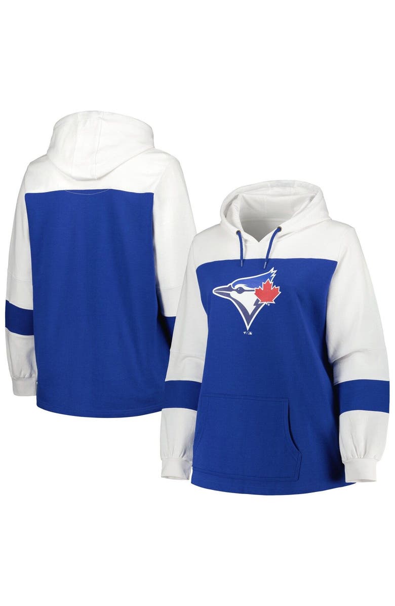 PROFILE Women's Royal Toronto Blue Jays Plus Size Colorblock Pullover Hoodie, Main, color, 
