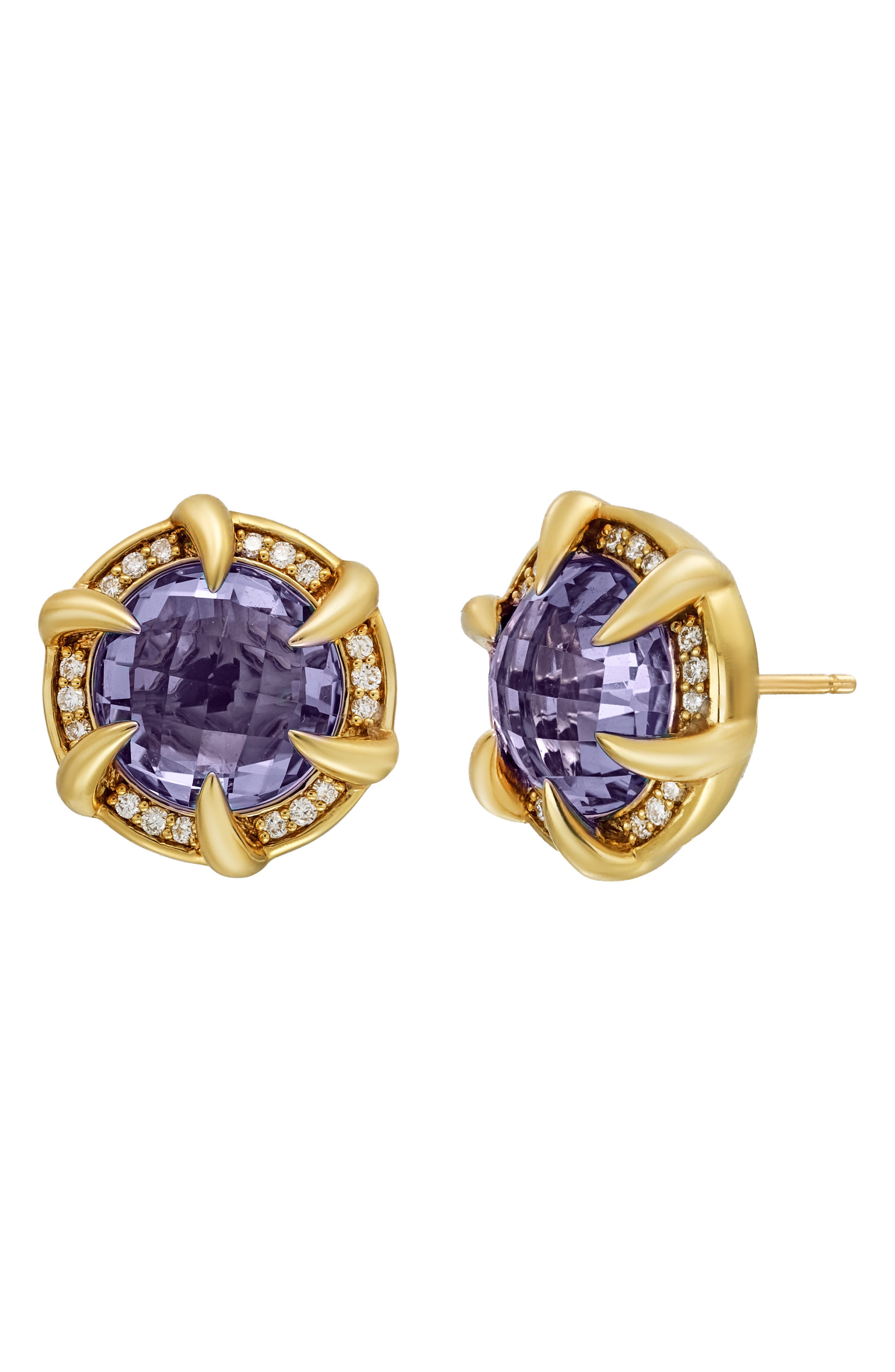 Iris 18K Yellow Gold Semiprecious Stone & Diamond Halo Stud Earrings - 0.25ct. (Nordstrom Exclusive)
