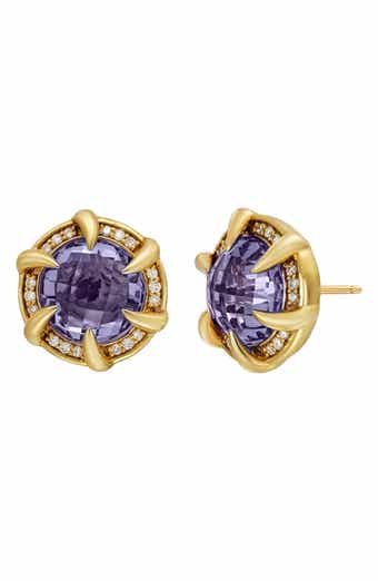 Iris 18K Yellow Gold Semiprecious Stone & Diamond Halo Stud Earrings - 0.25ct. (Nordstrom Exclusive)