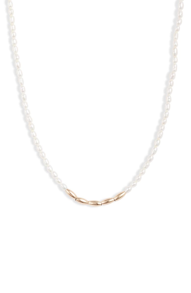 Loren Stewart Moderna Rice Pearl Necklace, Main, color,