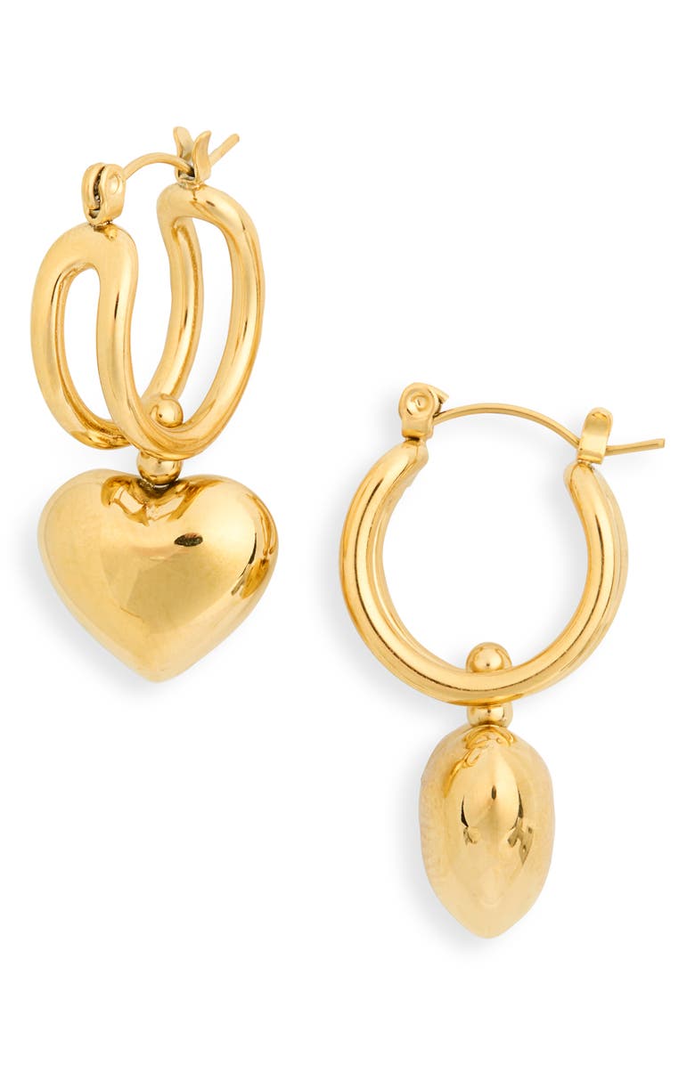 Knotty Heart Drop Huggie Hoop Earrings, Main, color, 