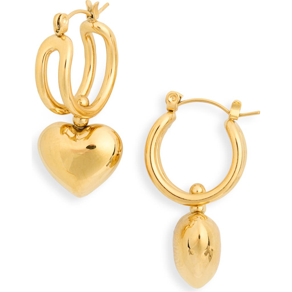 Knotty Heart Drop Huggie Hoop Earrings In Gold