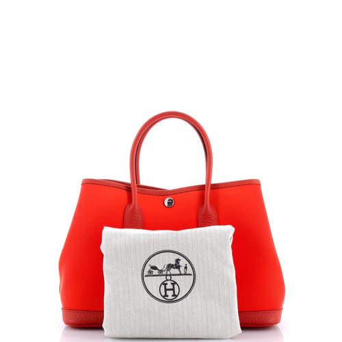 Pre-owned Hermes  Hermes Garden Party Tote Toile And Leather 30 In Orange