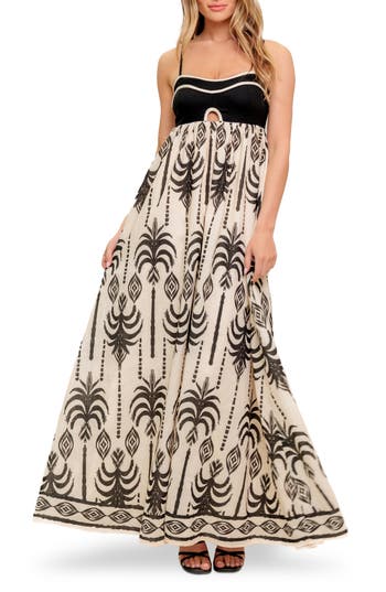 Flying Tomato Braided Trim Maxi Dress In Black