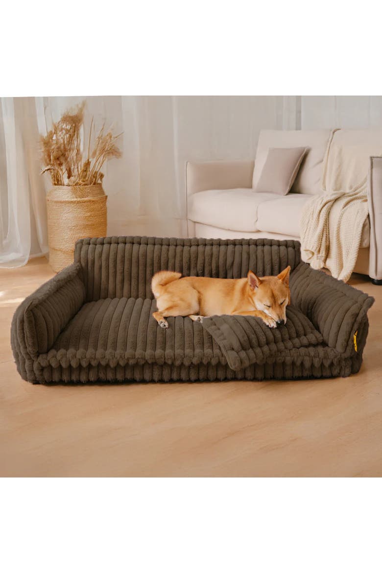 Washable Fluffy Dog Sofa Bed, Alternate, color, Brown