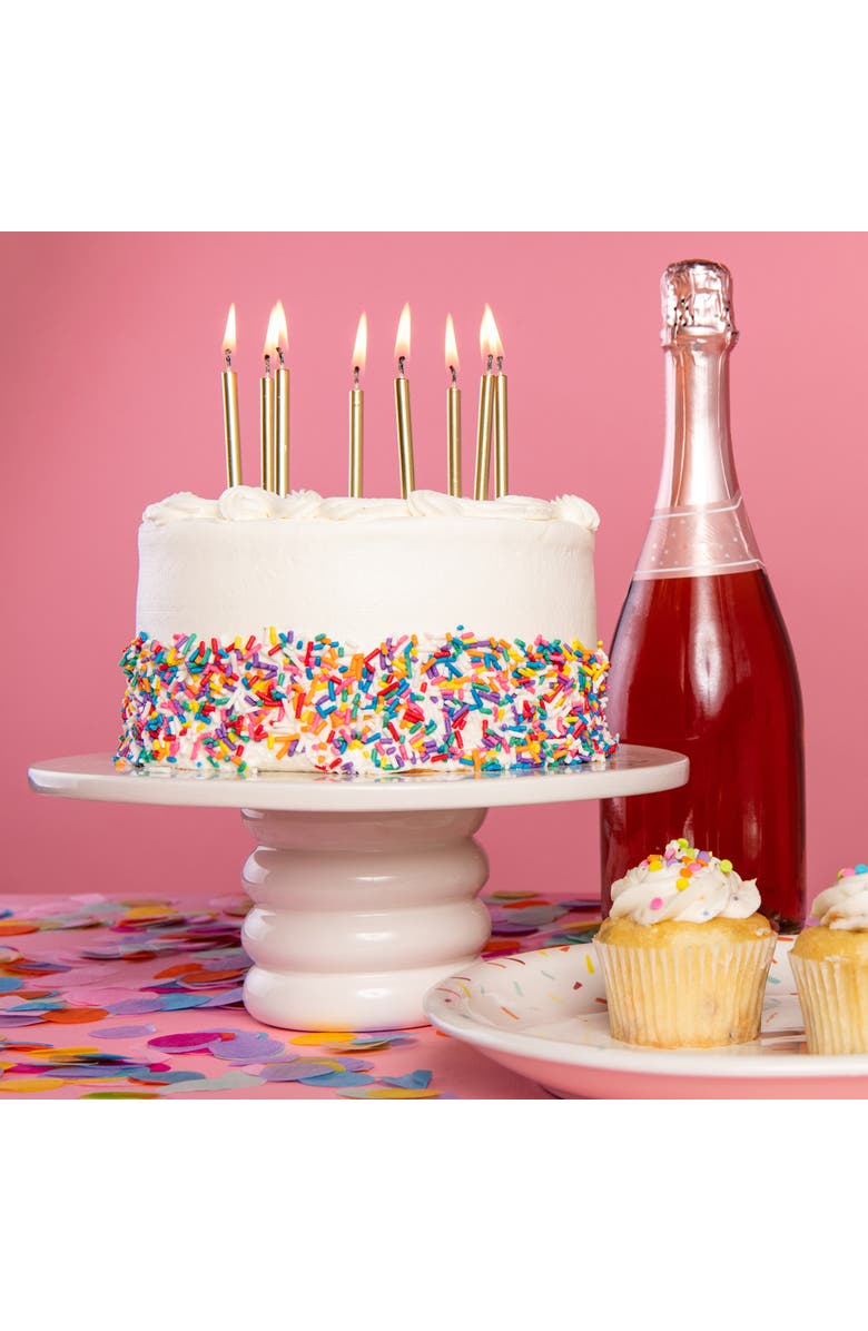 Totalee Gift For The Cake Ribbed Cer Pedestal Ceramic White, Alternate, color, White