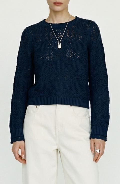 Susana Pointelle Cotton Blend Sweater