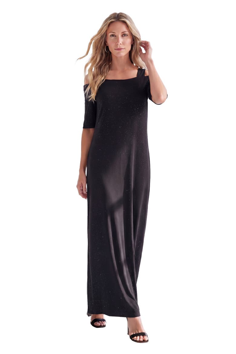 Plus Size Cold Shoulder Maxi Dress, Main, color, BLACK SPARKLE