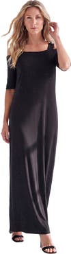 Roaman's Plus Size Cold Shoulder Maxi Dress