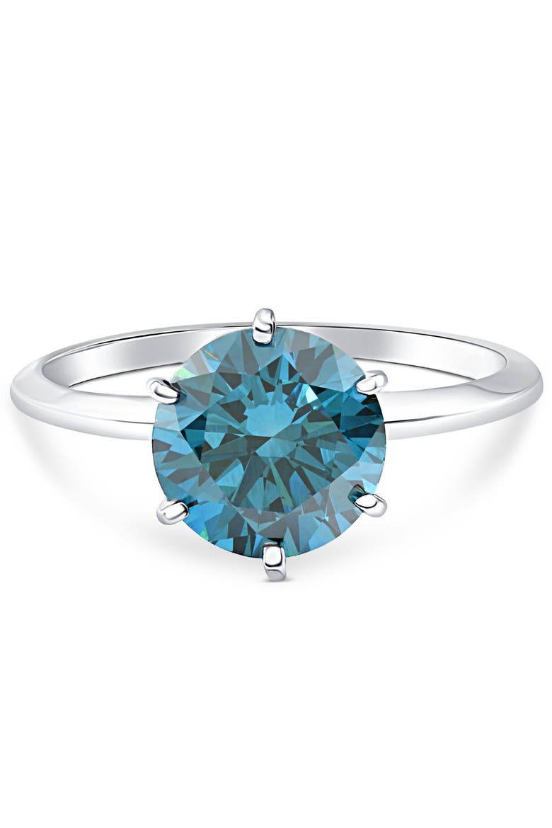 2Ct Blue Diamond Solitaire Engagement Ring in 14k or Gold Lab Grown, Alternate, color, 14k White Gold