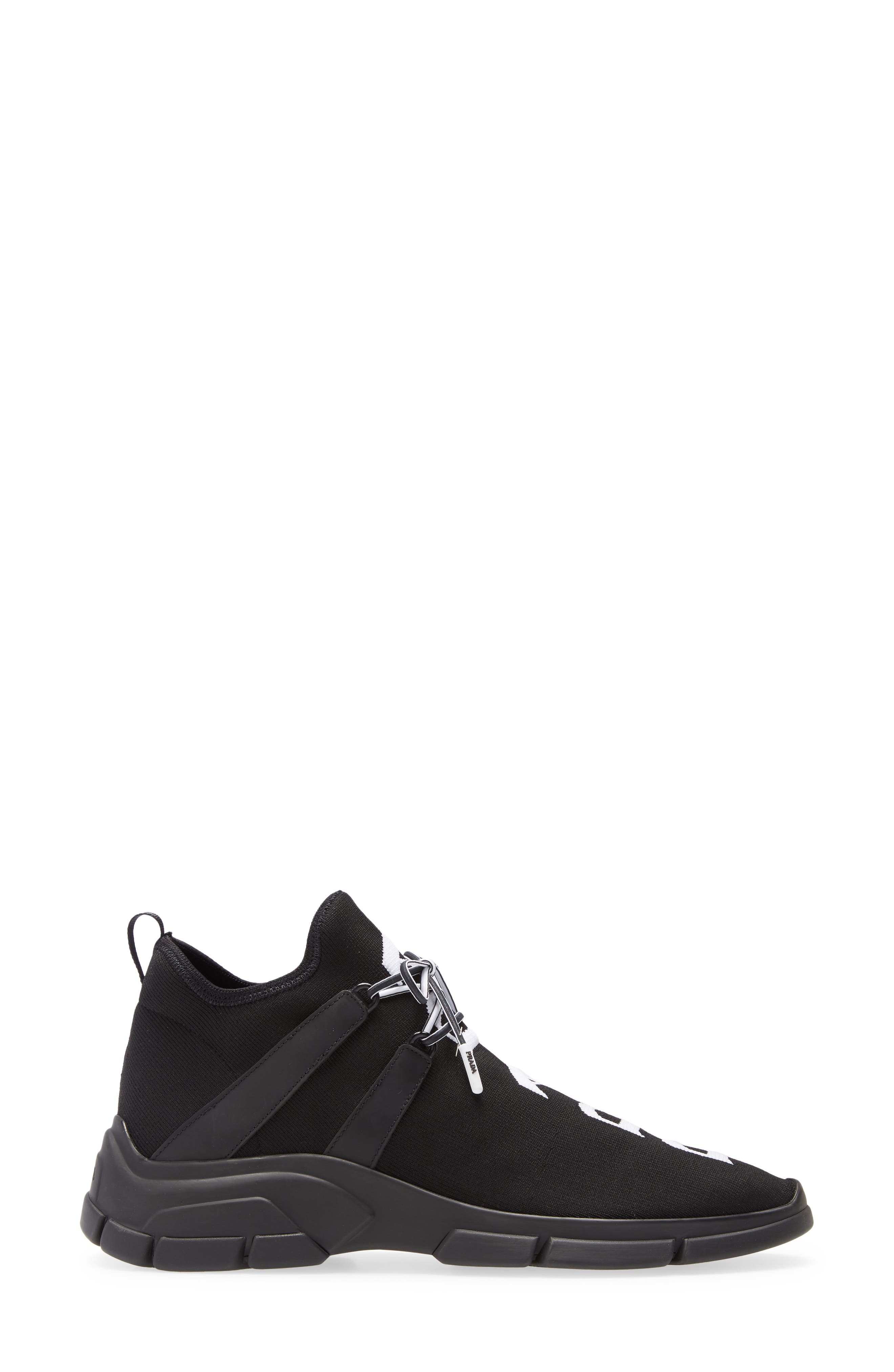 Prada High Top Knit Sneaker, Alternate, color, 
