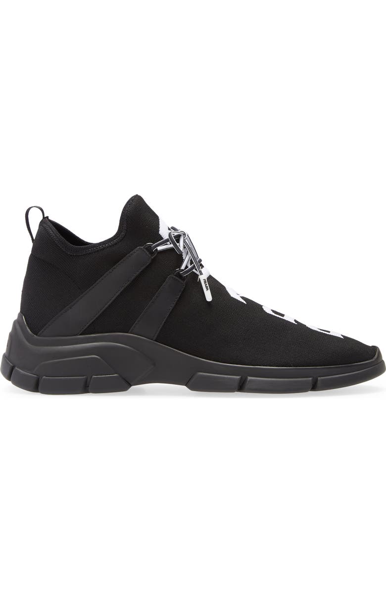 Prada High Top Knit Sneaker, Alternate, color,