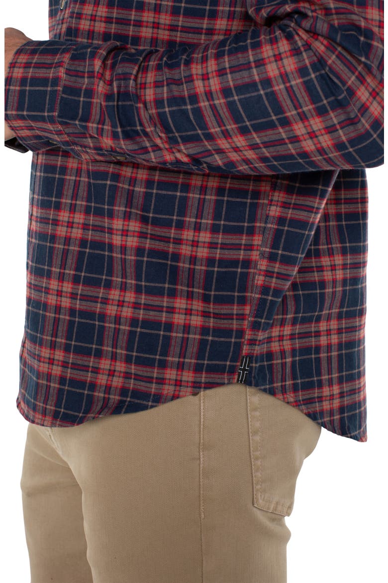 Plaid Button-Up Shirt, Alternate, color, NAVY RED MULTI