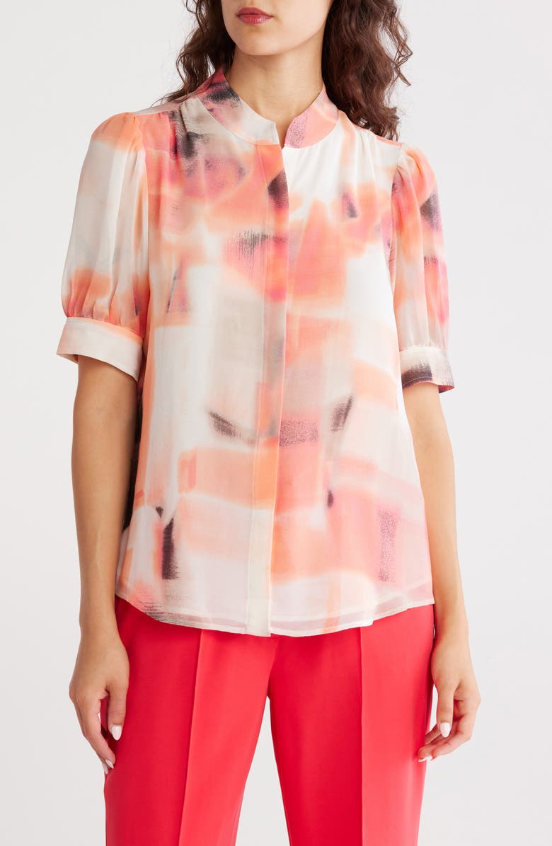 DKNY Short Sleeve Button-Up Shirt, Main, color,