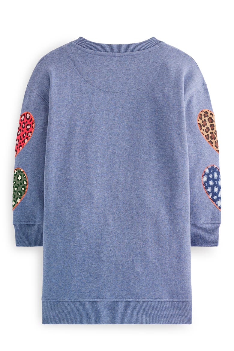 Kids' Relaxed Sweatshirt Dress, Alternate, color, BLUE HEART EMBROIDERY