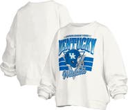 PRESSBOX Women's Pressbox White Kentucky Wildcats Janice Retro Logo Oversized Pullover Sweatshirt