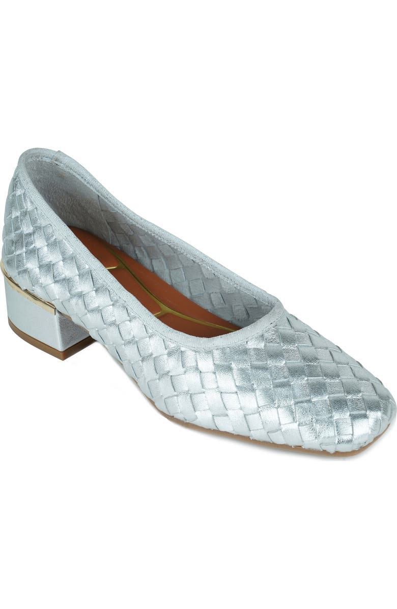Kenneth Cole Birdie Woven Leather Pump, Main, color, Silver Woven Leather