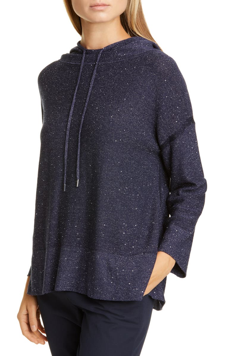 Lafayette 148 New York Sequin Metallic Silk & Wool Blend Hoodie, Alternate, color,