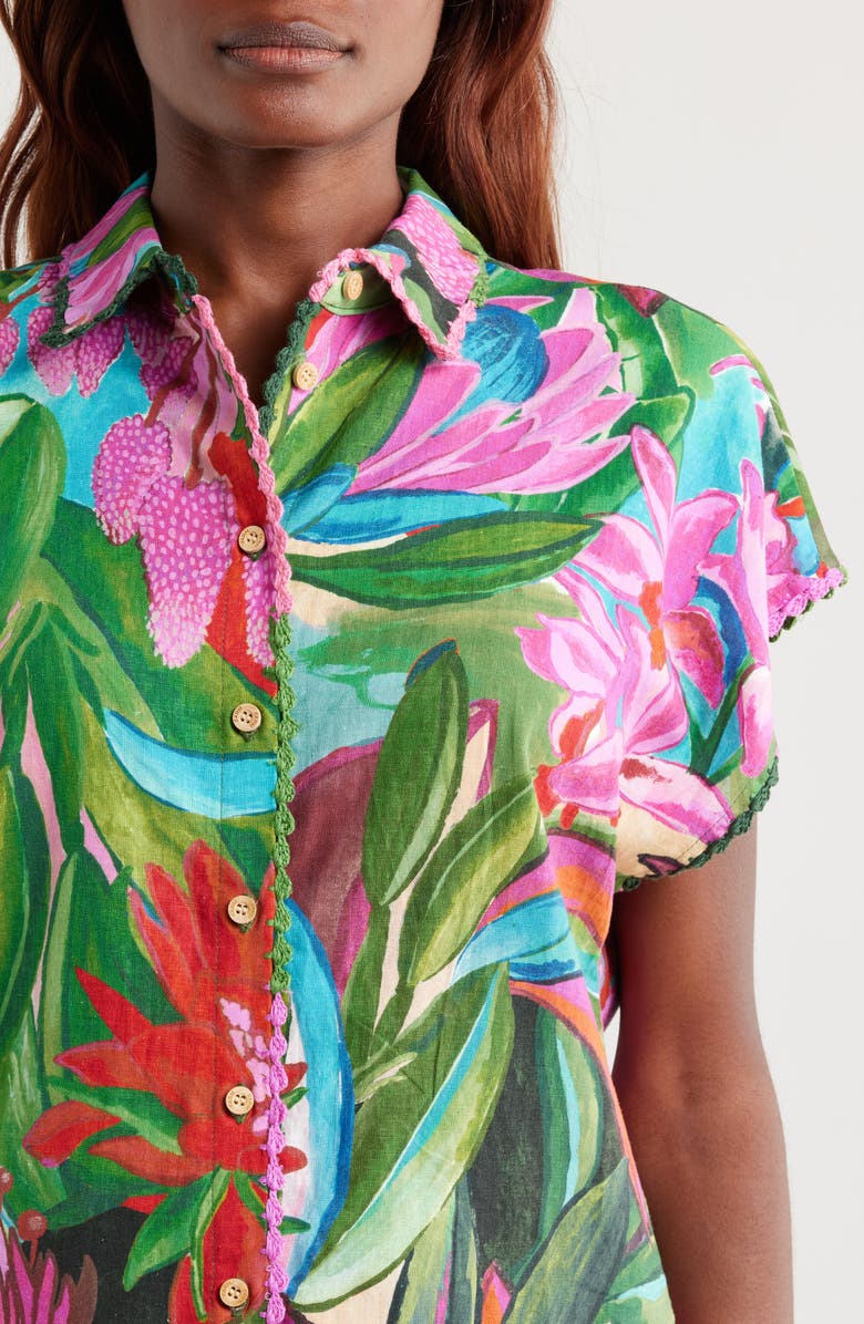 FARM Rio Jardin de Reve Cover-Up Shirt, Alternate, color, 