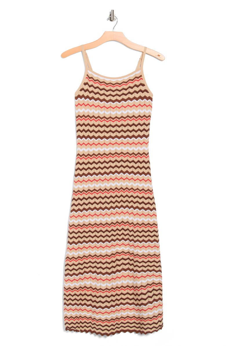 Madden Girl Zigzag Stripe Cami Sweater Dress, Main, color, Sand Combo