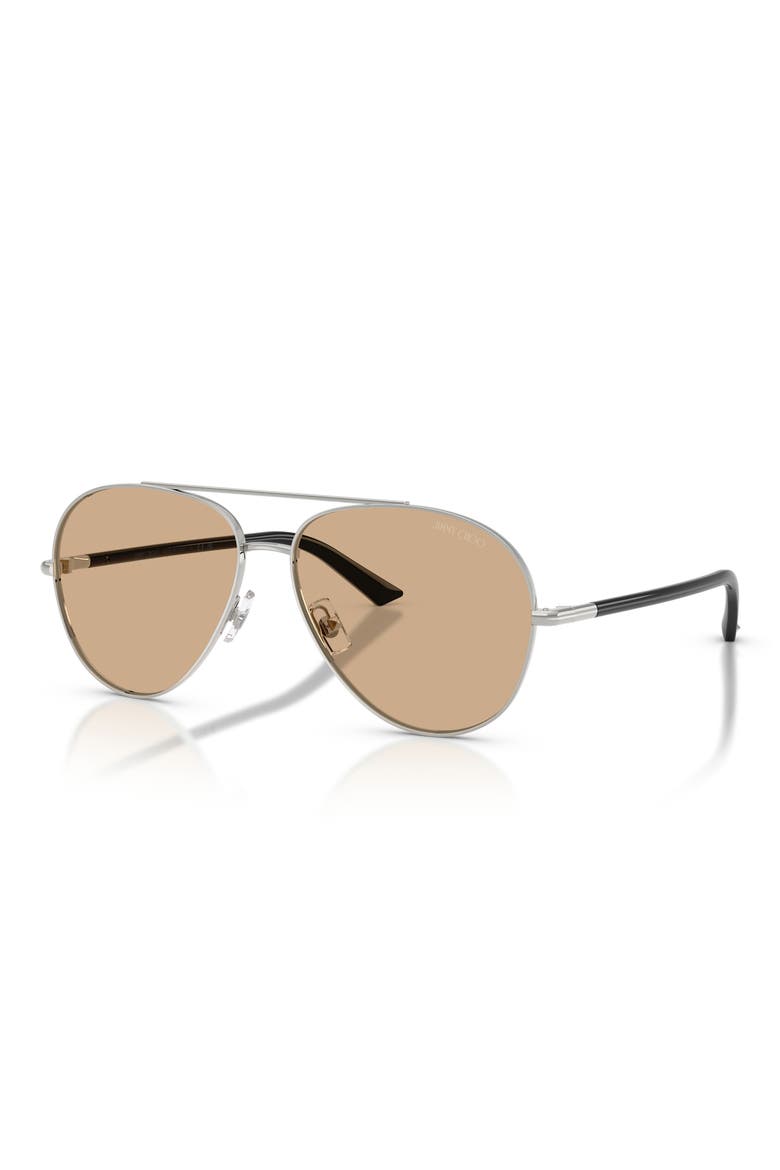 58mm Pilot Sunglasses, Alternate, color, SILVER / LIGHT YELLOW