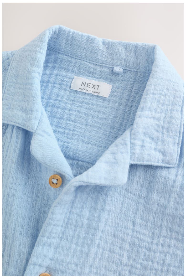 Kids' Double Cloth Cotton Button-Up Shirt & Shorts Set, Alternate, color, BLUE