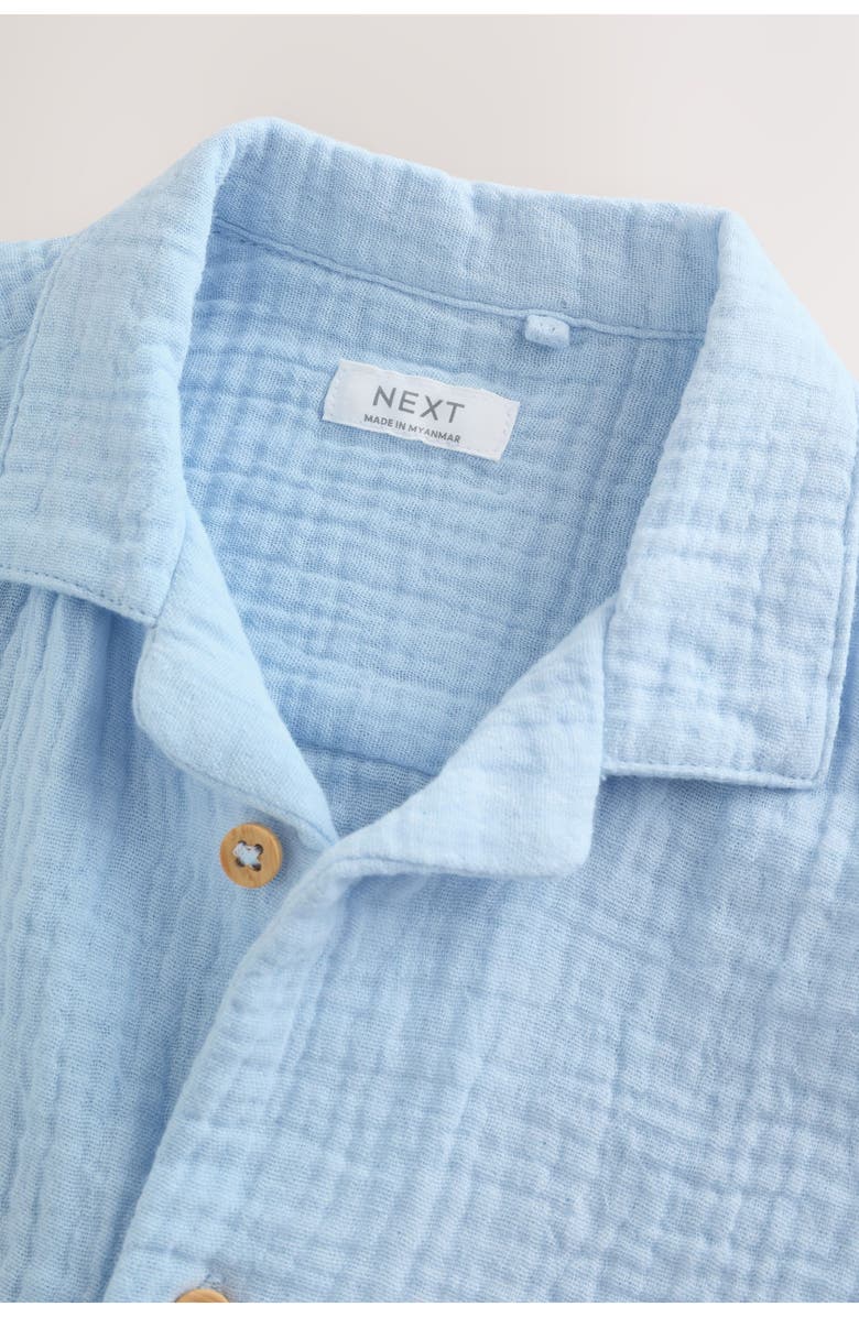 NEXT Kids' Cotton Gauze Button-Up Shirt & Shorts Set, Alternate, color, Blue