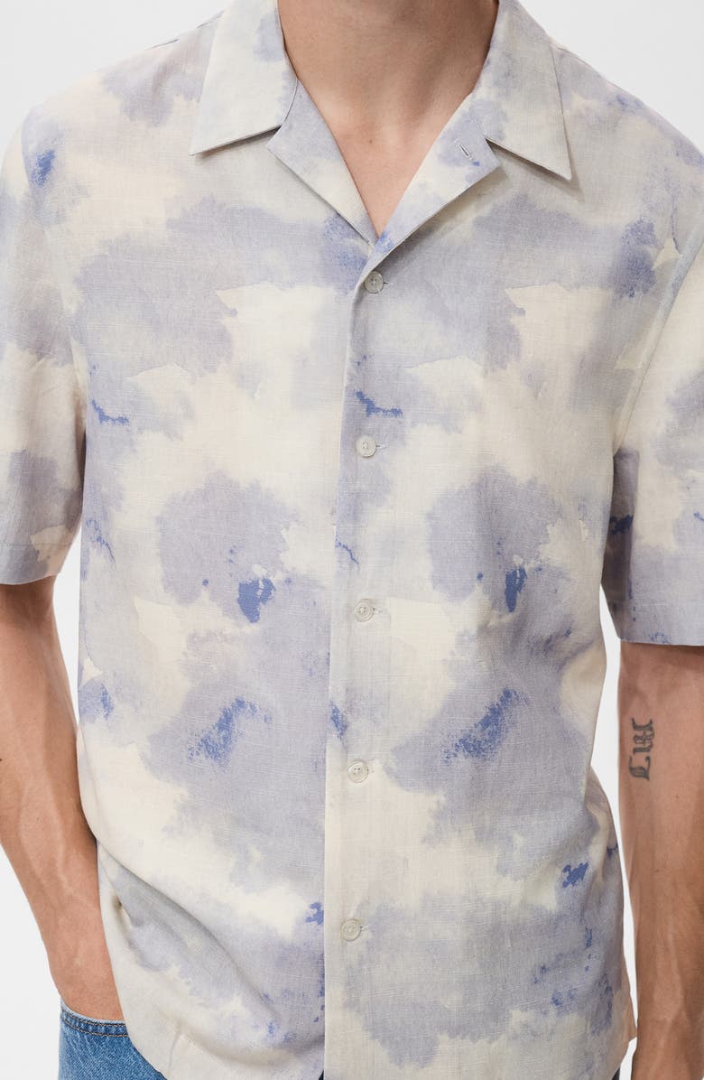 MANGO Printed Bowling Shirt, Alternate, color, Light/ Pastel Grey