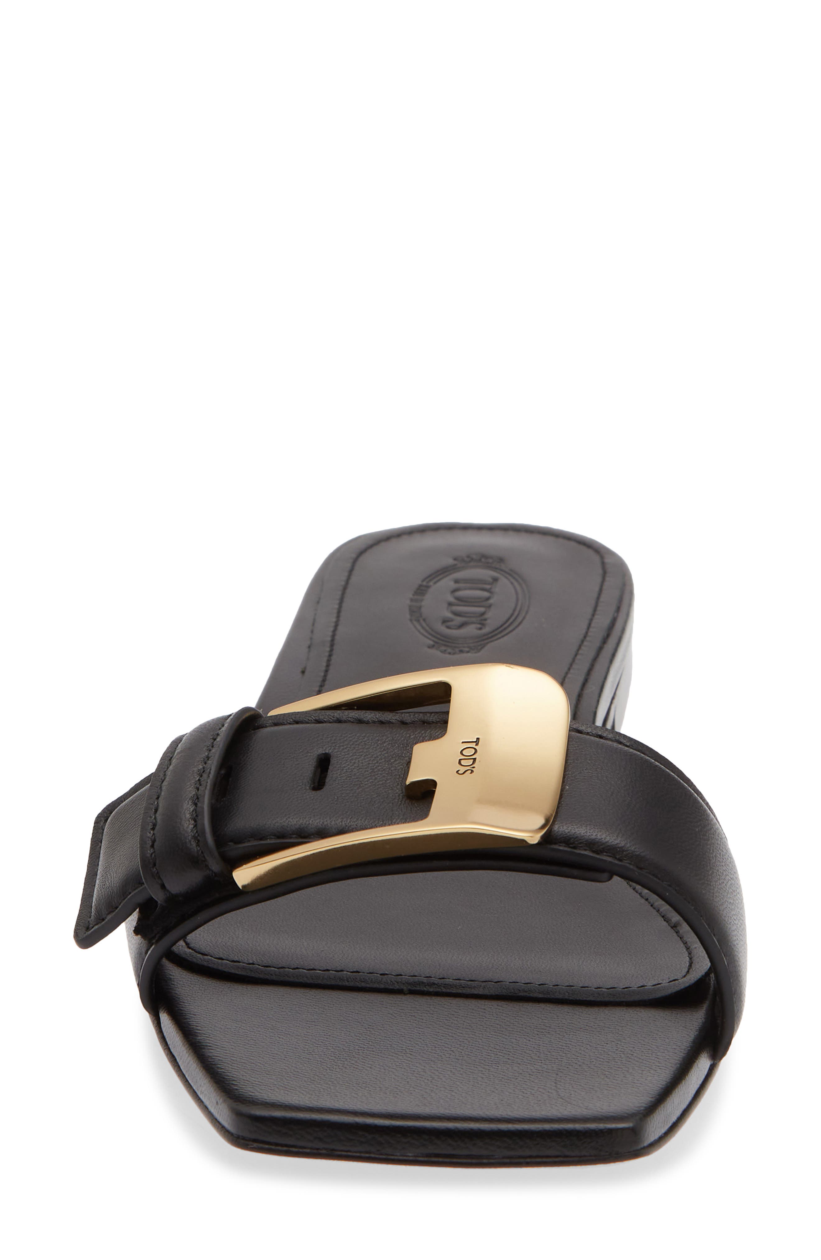 Tod's Buckle Slide Sandal, Alternate, color, Nero