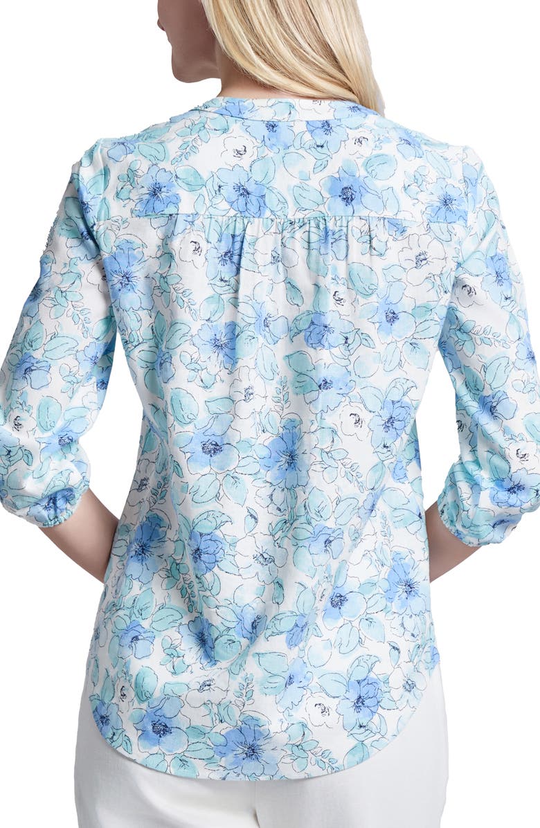 Jones New York Floral V-Neck Linen Blend Tunic, Alternate, color, 
