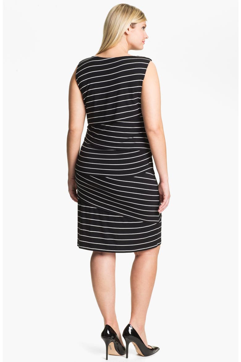 Stripe Tiered Jersey Dress, Alternate, color, BLACK/ WHITE
