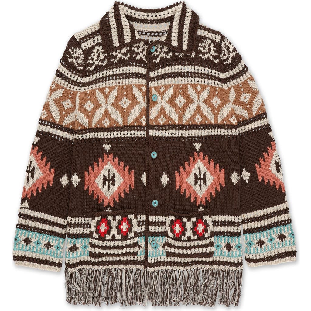 Fortela Lilly Navajo Alpaca And Cotton Cardigan In Brown