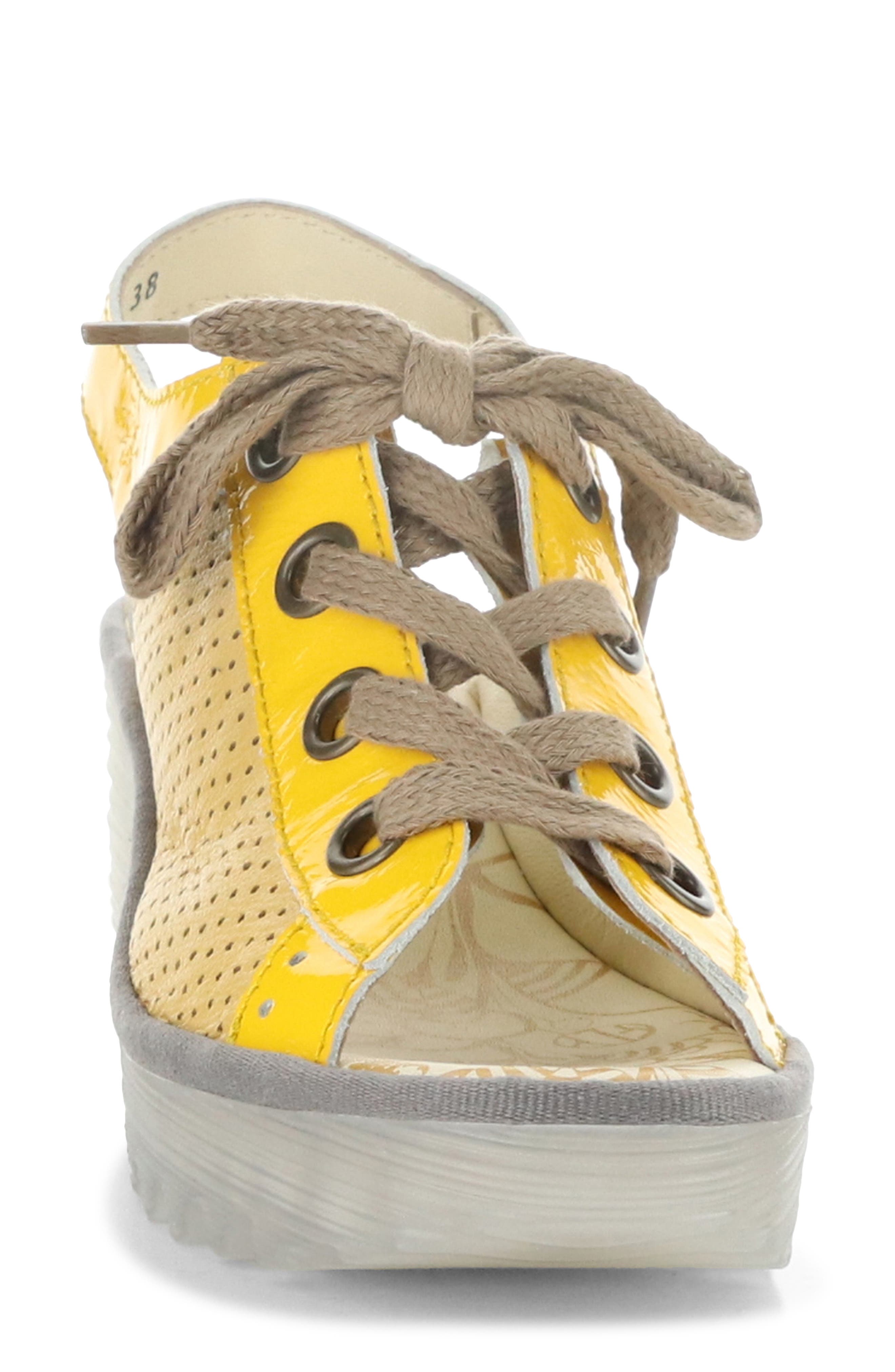 'Yuta' Platform Wedge Sandal, Alternate, color, 019 YELLOW/ BBEE