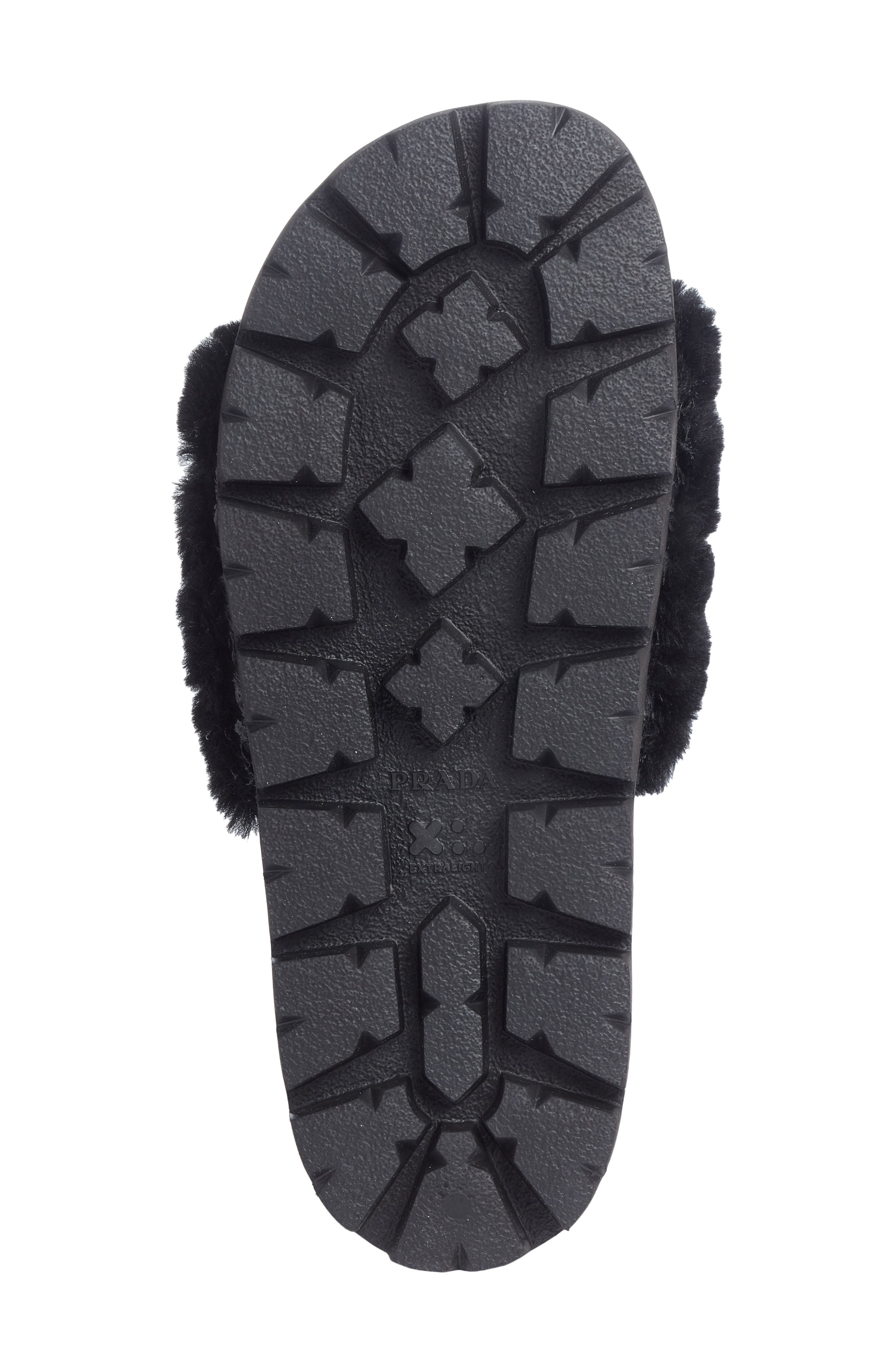 Prada Logo Genuine Shearling Slide Sandal, Alternate, color, 