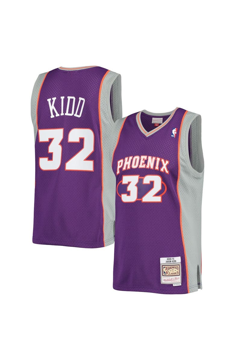 Mitchell & Ness Men's Mitchell & Ness Jason Kidd Purple Phoenix Suns 2001/02 Hardwood Classics Swingman Jersey, Main, color, 
