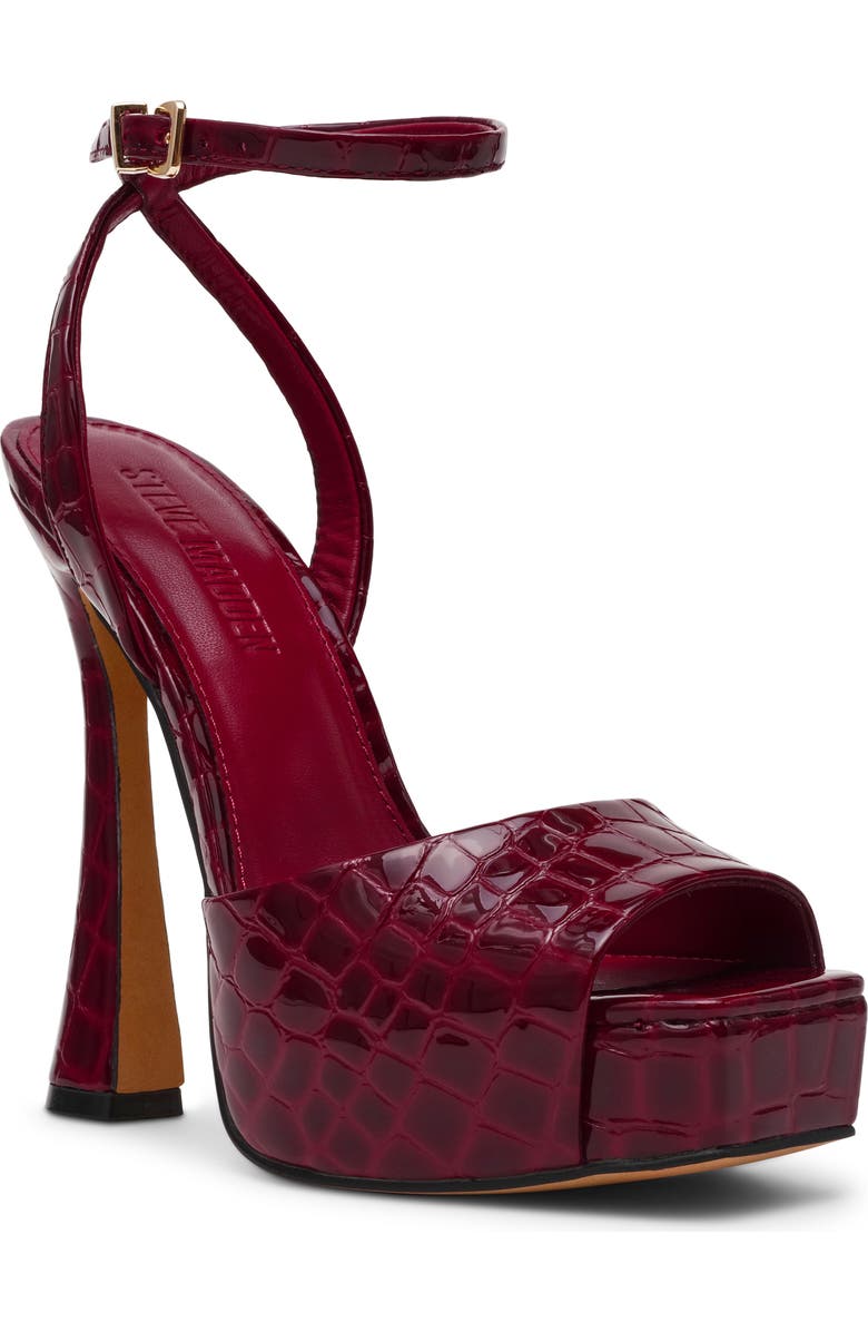 Steve Madden Sass Ankle Strap Platform Sandal, Main, color, Red Croco