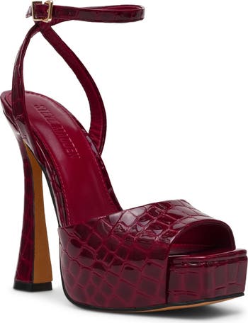 Steve Madden プラットフォーム ヒール ドレス サンダル sass Steve Madden Sass Ankle Strap Platform Sandal (Women