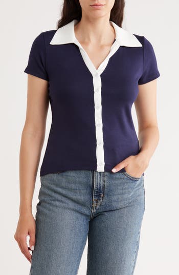 Cyrus Short Sleeve Button-up Shirt In Blue