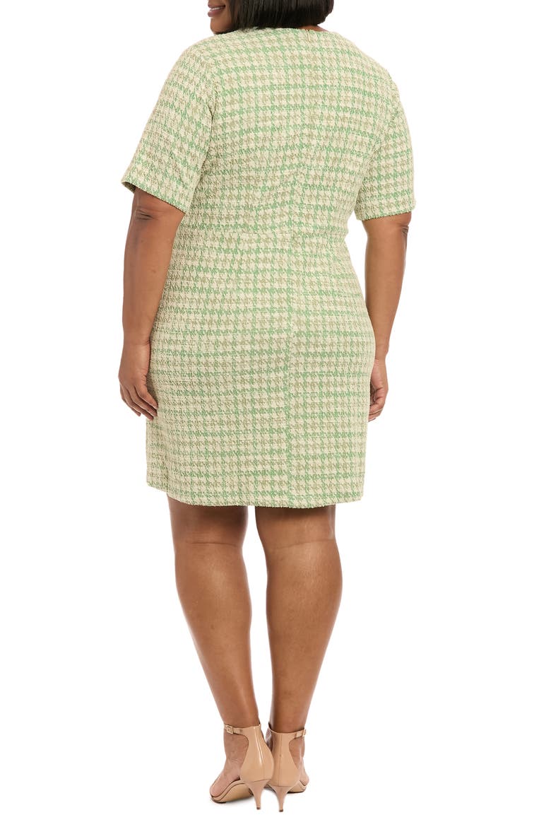 Short Sleeve Bouclé Faux Wrap Dress, Alternate, color, GREEN