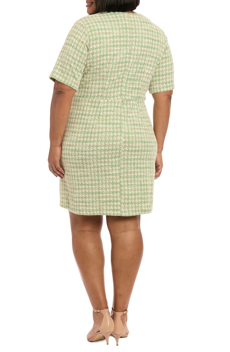 London Times Short Sleeve Bouclé Faux Wrap Dress, Alternate, color, Green