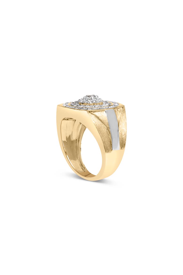 10K Yellow Gold 1 1/2 Cttw Diamond Cluster and Halo Signet Mens Ring, Alternate, color, Yellow