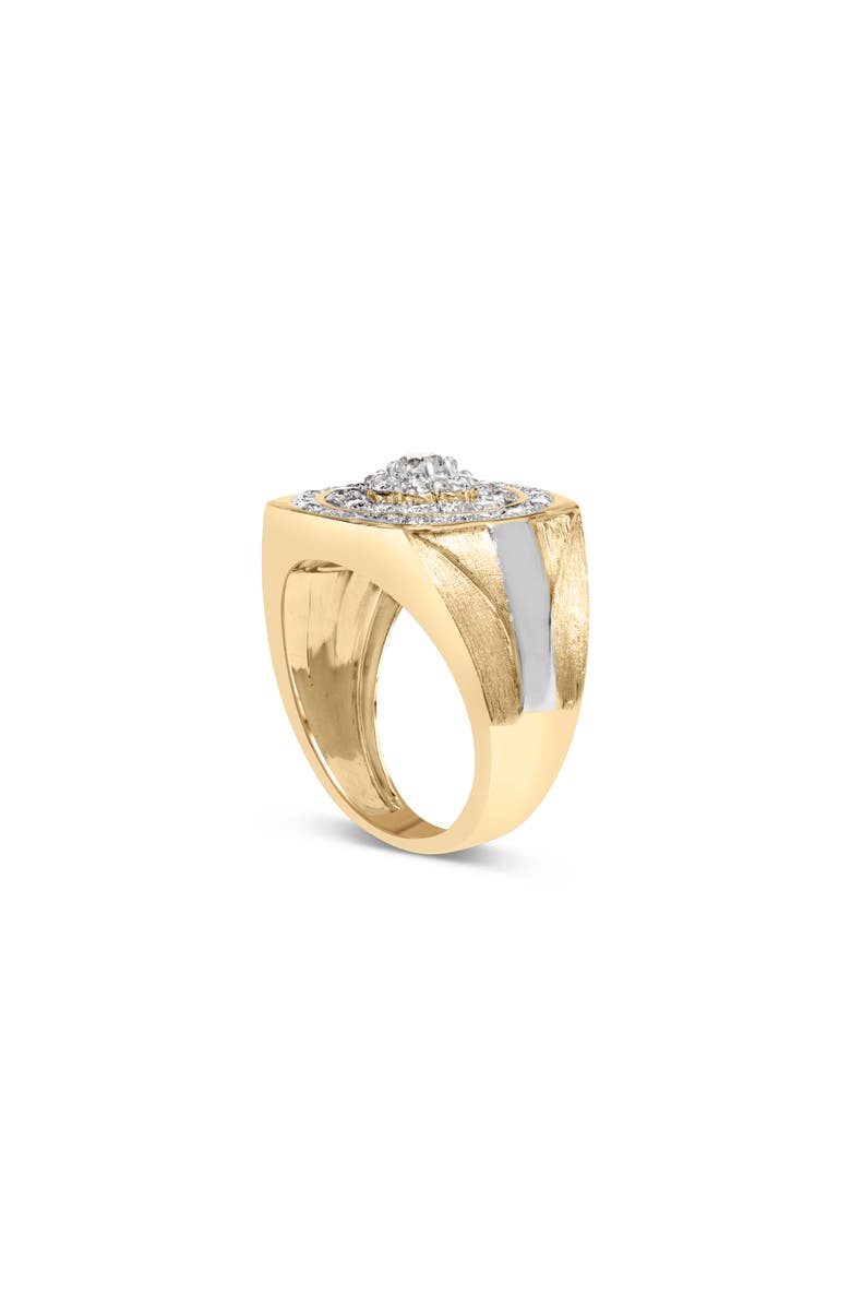Haus of Brilliance 10K Yellow Gold 1 1/2 Cttw Diamond Cluster and Halo Signet Mens Ring, Alternate, color, Yellow