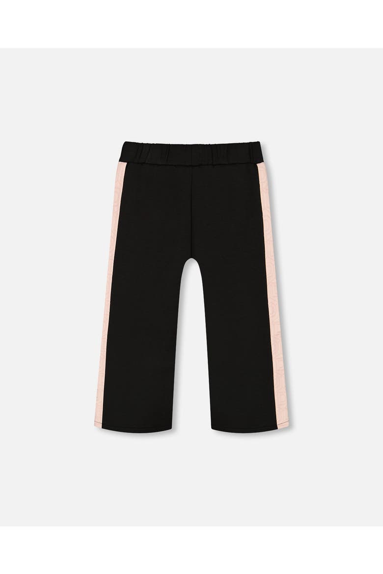 Girl's Cropped Wide Leg Pant With Contrast Band Black, Main, color, Anthracite