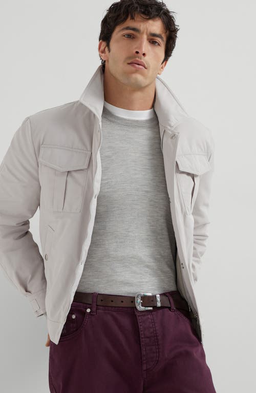 Brunello Cucinelli Ribbed Crew Neck Sweater With Long Sleeves In Gray