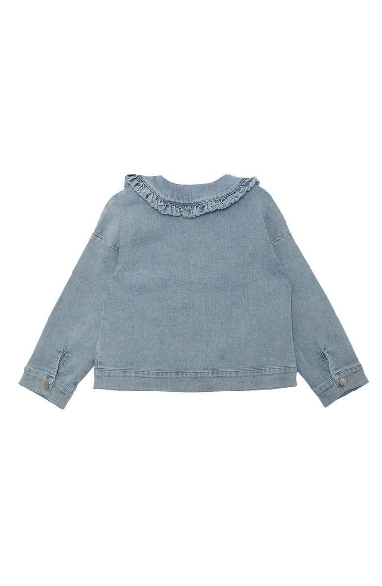 Mabel + Honey Mabel and Honey Toddler Girls' Light Blue Denim Jacket with Ruffled Collar and Metallic Buttons., Alternate, color, Blue
