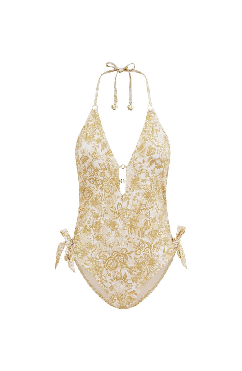 Aqua Blu Luminary Tracey One Piece, Alternate, color, Gold
