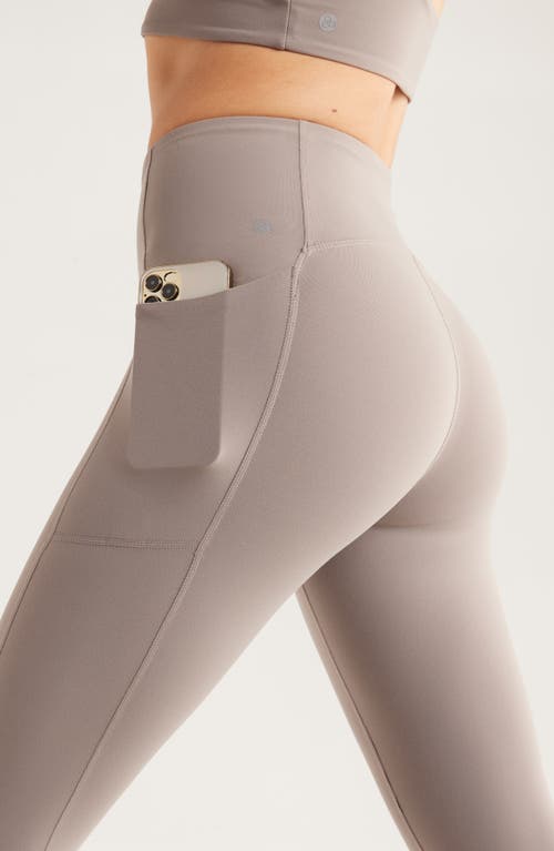 Zella Studio Luxe High Waist Pocket 7/8 Leggings In Neutral