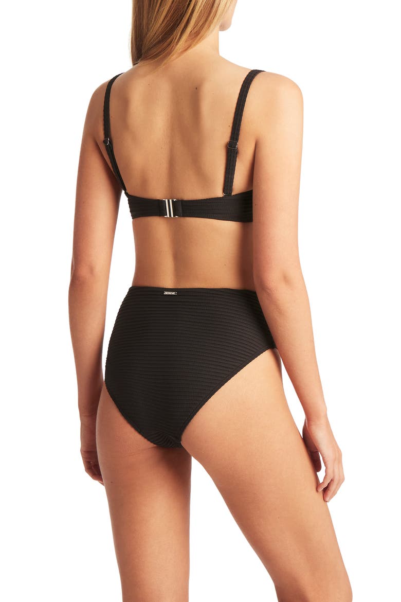 Retro High Waist Bikini Bottoms, Alternate, color, BLACK