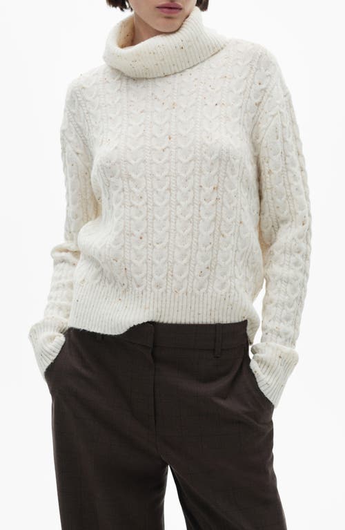 MANGO MANGO TWISTED CABLE KNIT DONEGAL TURTLENECK SWEATER 