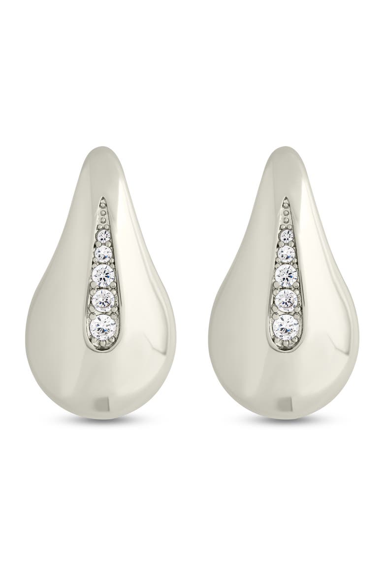 Callie Cubic Zirconia Teardrop Earrings, Alternate, color, SILVER